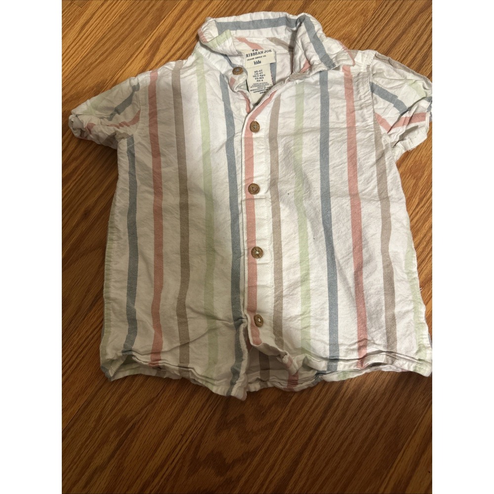 Caribbean Joe Kids Boys 4T Striped Collared Button Up Shirt